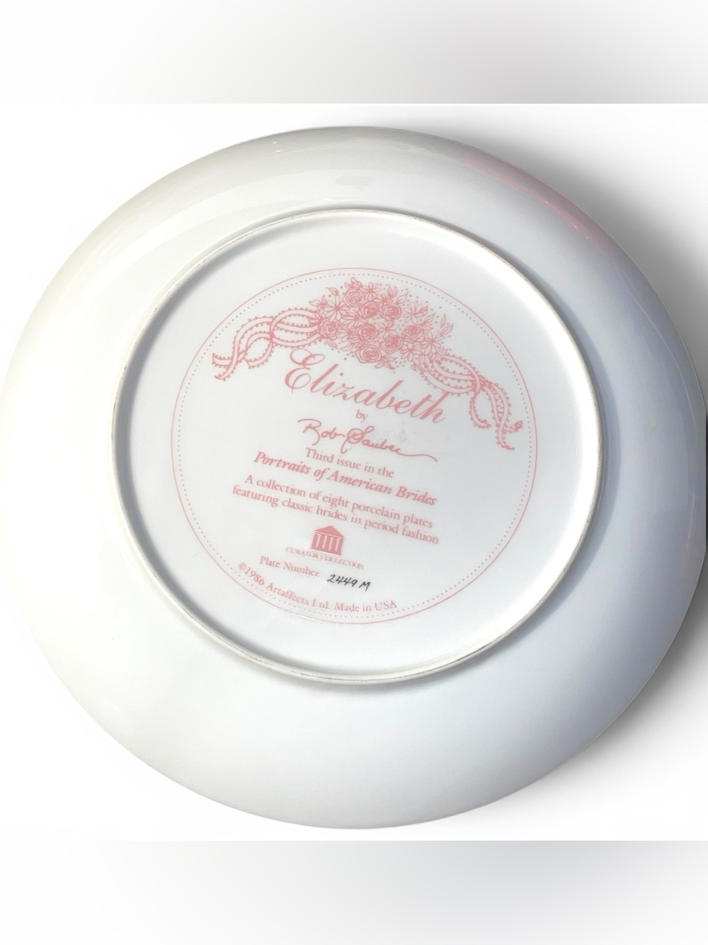 Elizabeth Bob Guge Collectible Bridal Plate #2449M Vintage 1986 - Picture 6 of 7